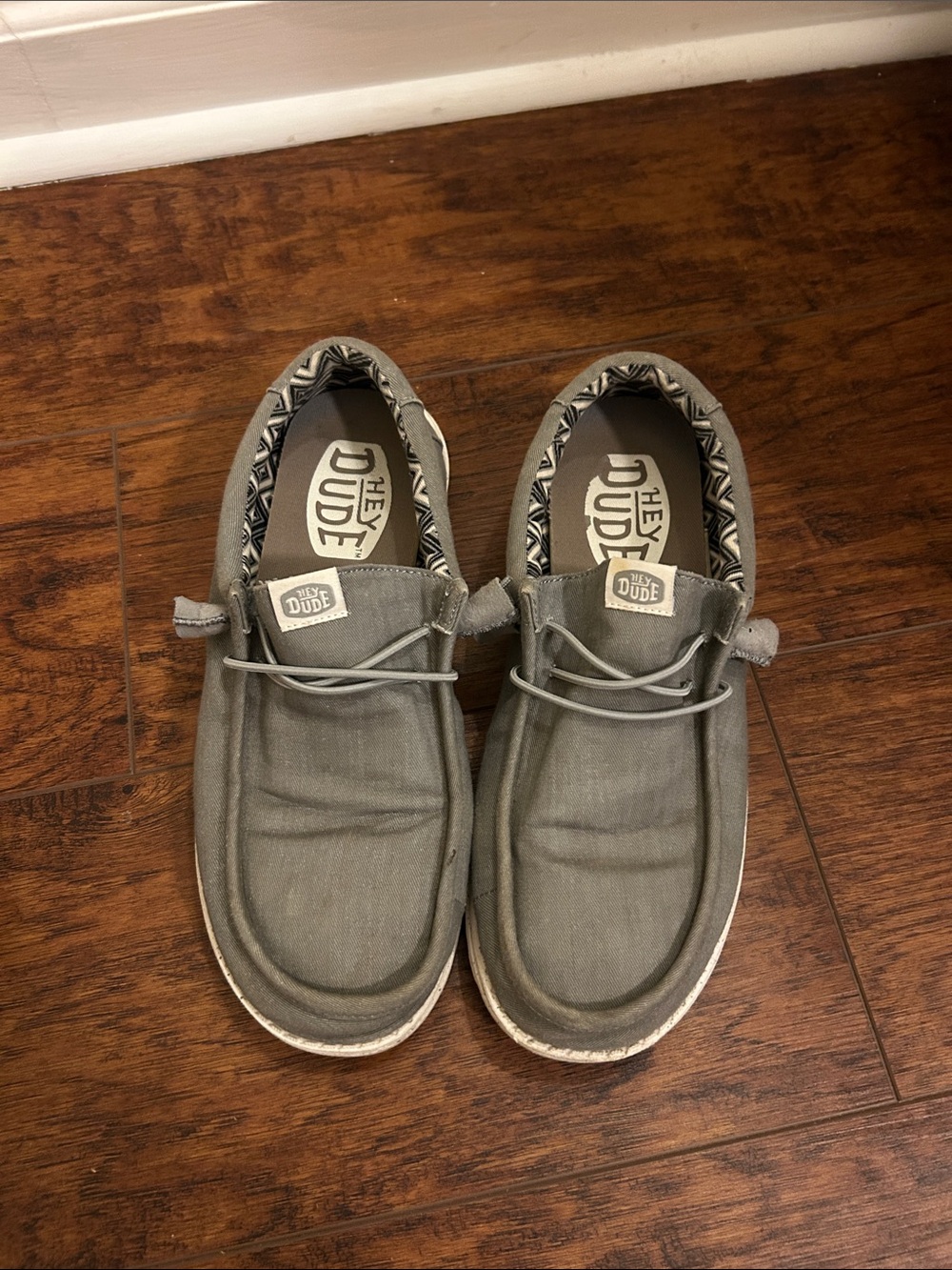 Hey Dude Men's Grey Canvas Slip-On Loafers